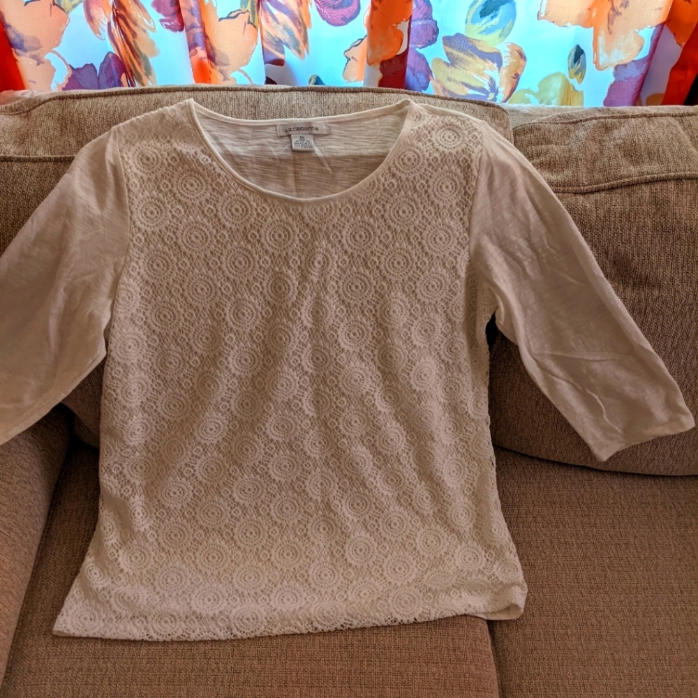 Liz Claiborne White Crochet Top Women's XL